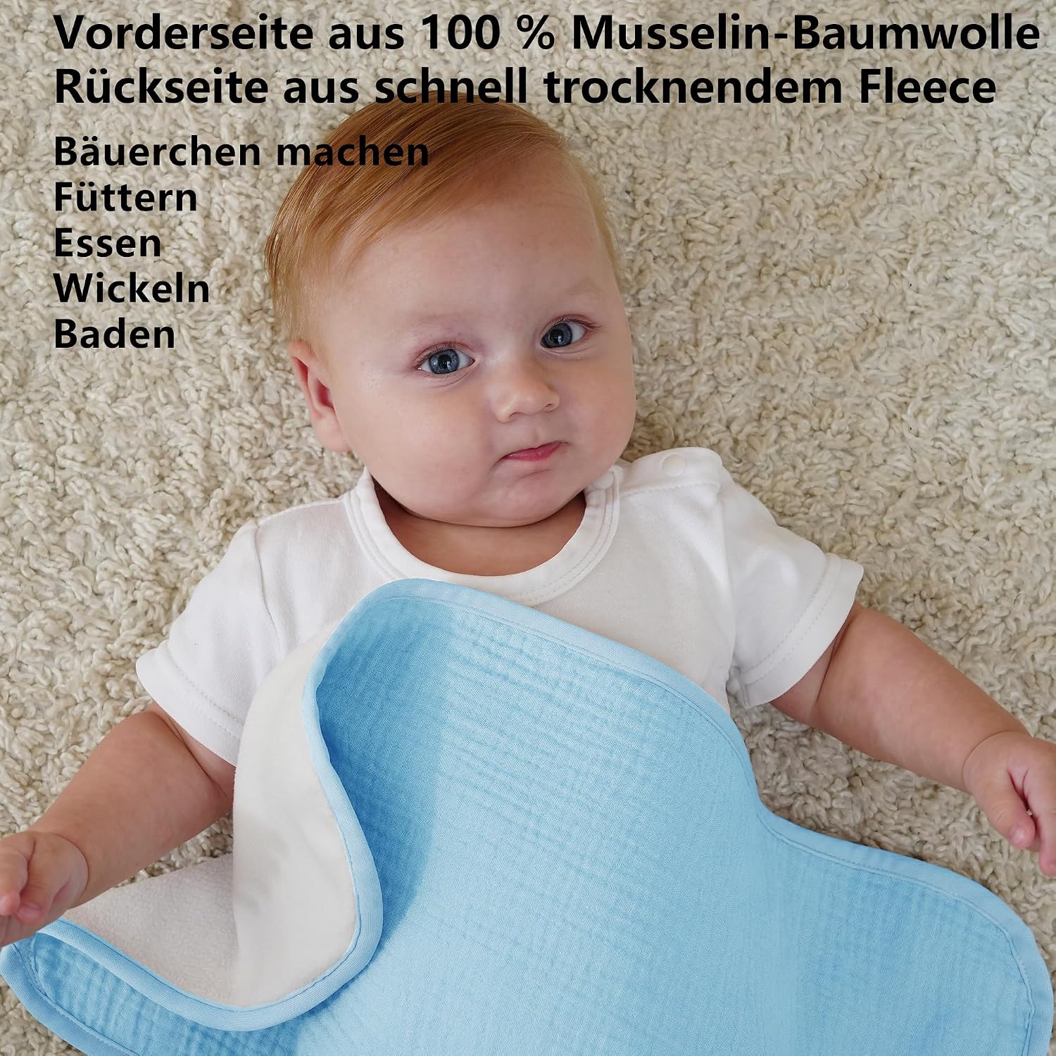 Thumbnail 2 de Baby Musselin Spucktücher 50x25 Blau