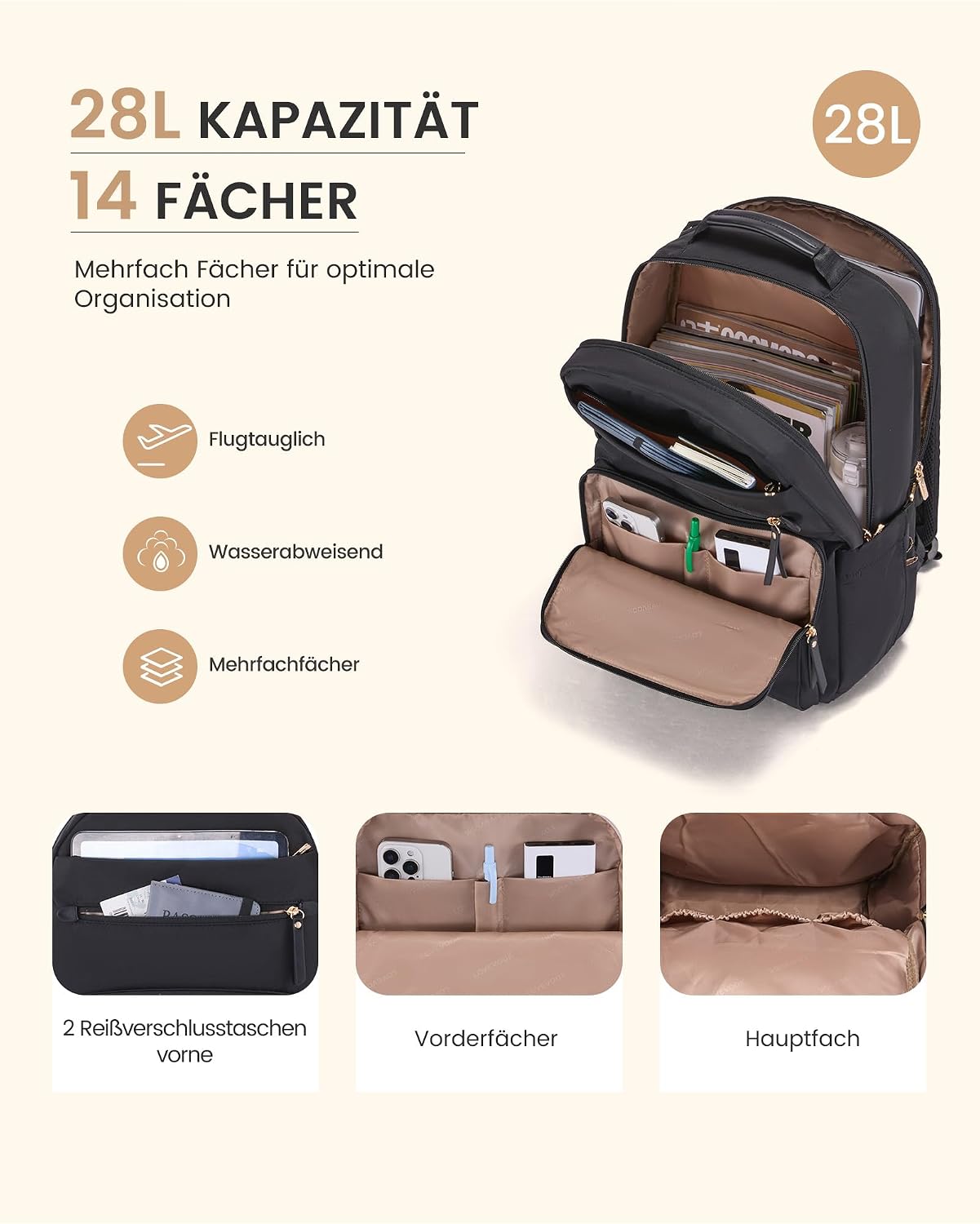 Detalle de LOVEVOOK Laptop Rucksack 17 Zoll, wasserfest