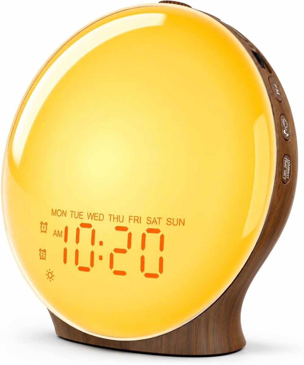 Detalle de JALL K8-W Sunrise Alarm Clock, Full-Screen Wake-Up Light, 25 Nature Sounds