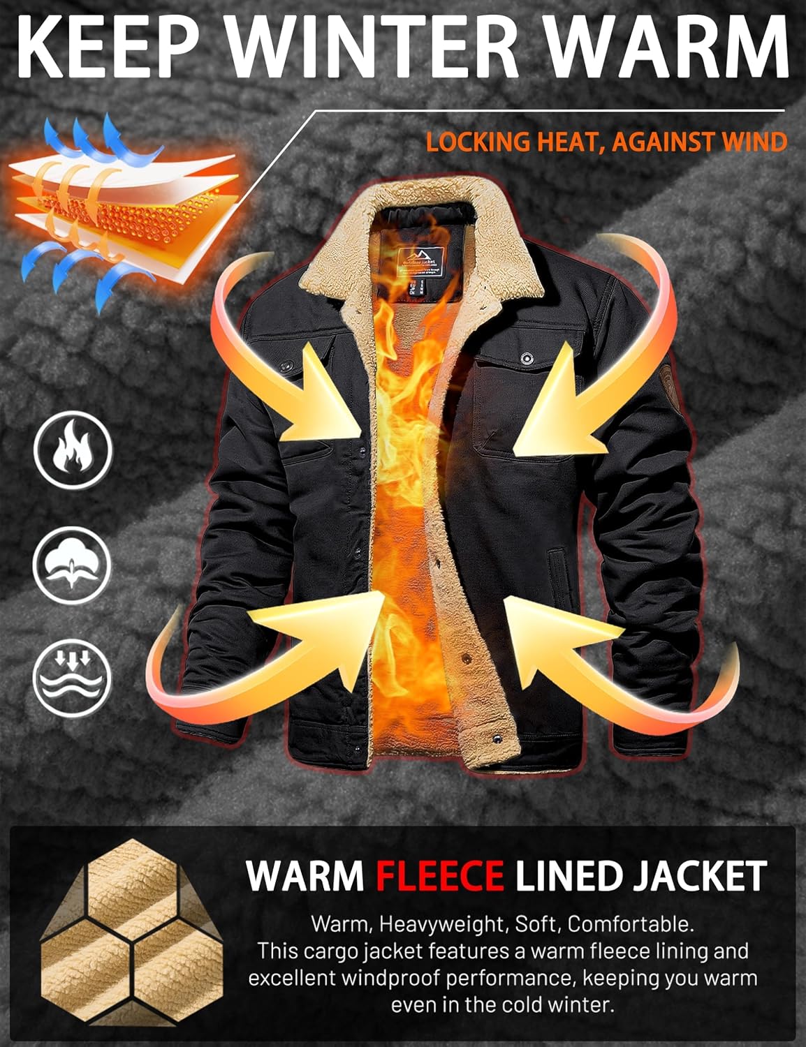 Thumbnail 4 de MAGCOMSEN Men's Sherpa Fleece Truck Coat, 5 Pockets, Snap-Button Front