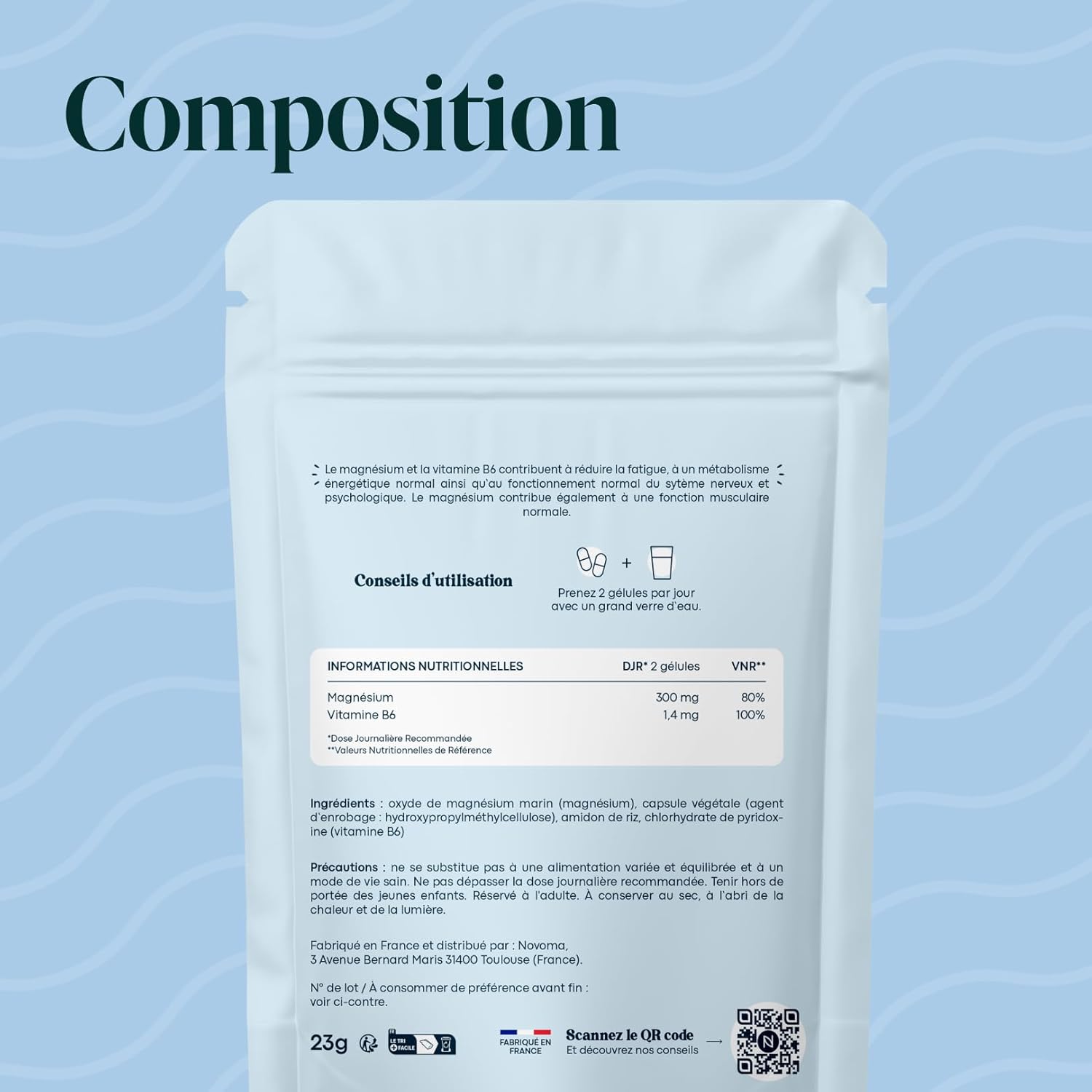 Thumbnail 6 de Magnésium Marin + Vitamine B6 - Essentials by Novoma, Cure d’un mois (60 gélules végétales)