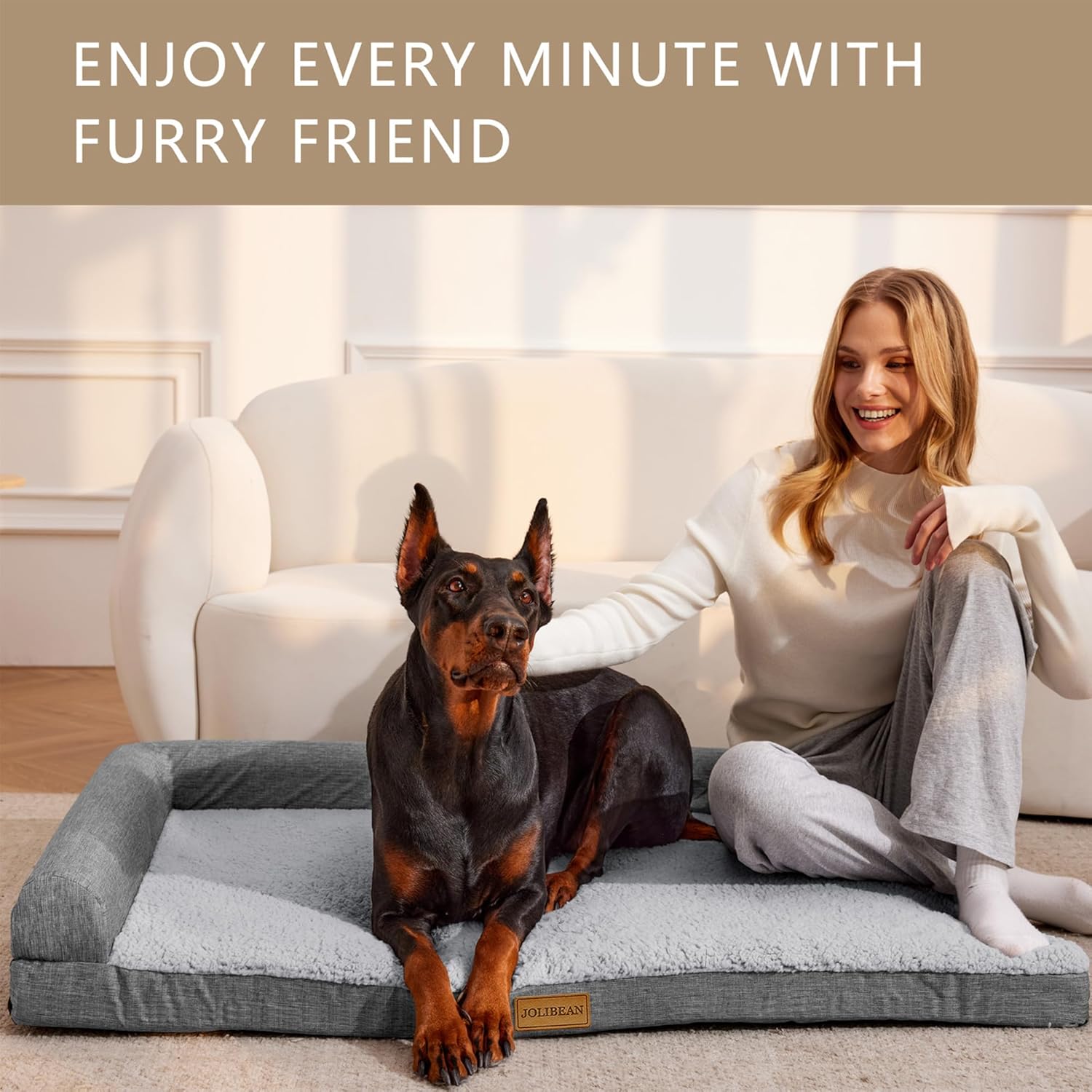 Detalle 2 de Jolibean Orthopedic XL Dog Bed 106x71cm – Large, Waterproof with Removable Cover