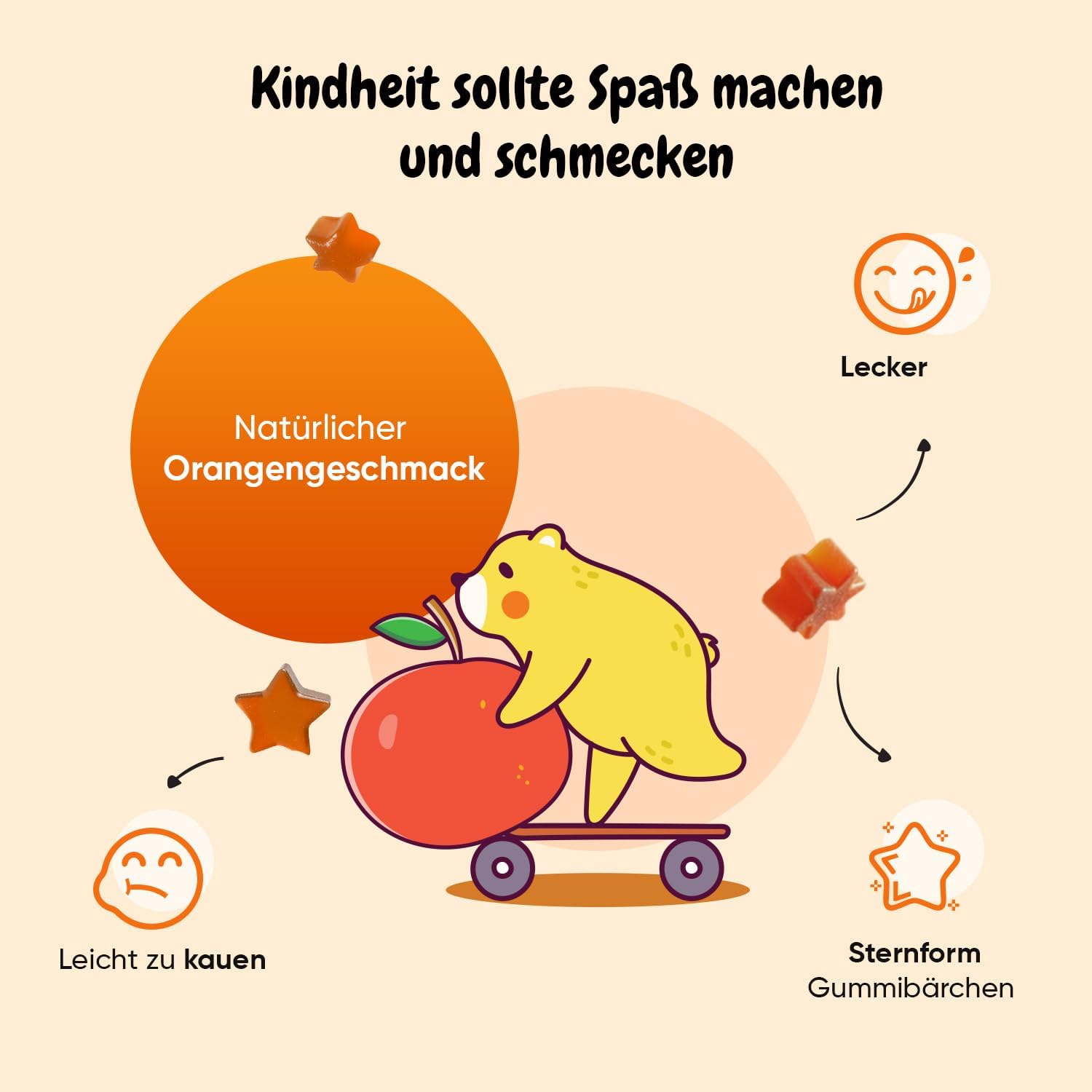 Thumbnail 6 de maxmedix Vitamin D3 Kinder Gummibärchen mit Orangengeschmack (1.000 IE, 120 Stück) – für Kinder von 3 bis 12 Jahren