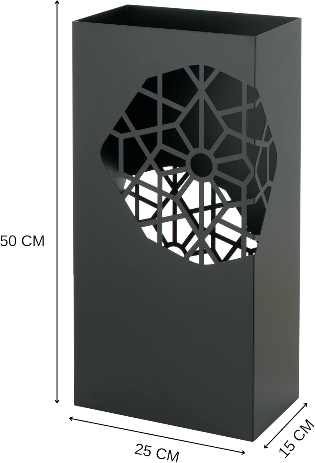 Detalle 2 de Baroni Home Portaombrelli Design Moderno in Metallo Squadrato, 2 Ganci, Vaschetta Scolapioggia Rimovibile, 25x15x50 cm Nero