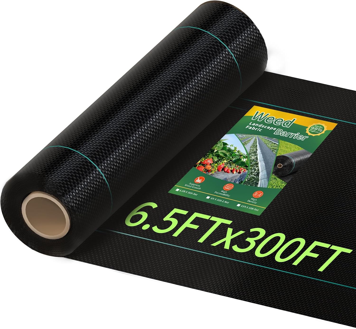 Detalle de Pterying S-GPC-3OZ0BK Weed Barrier Fabric, 6.5 x 300 ft, 3 oz Woven Polypropylene