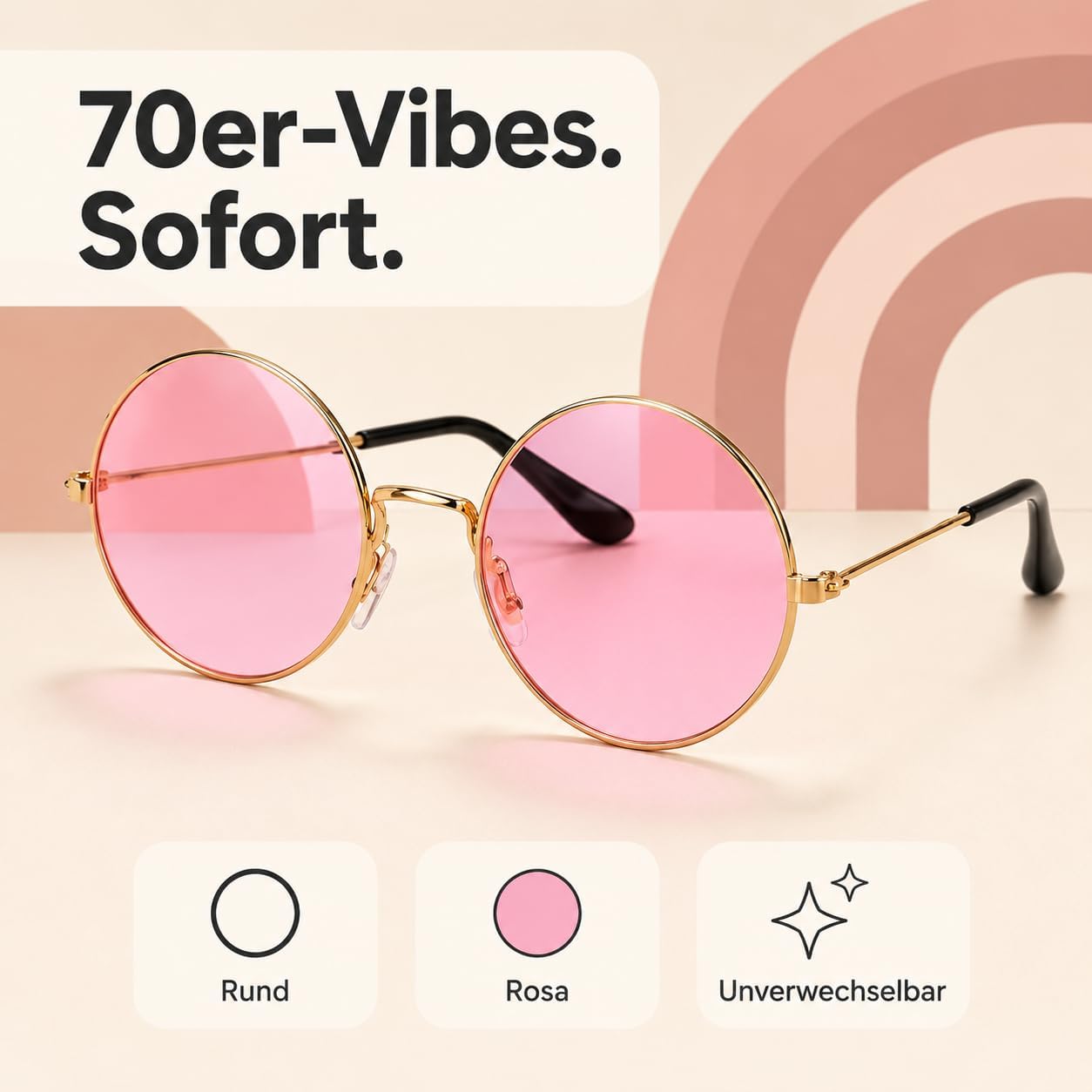 Detalle de Costumed różowe okrągłe okulary przeciwsłoneczne w stylu Johna Lennona