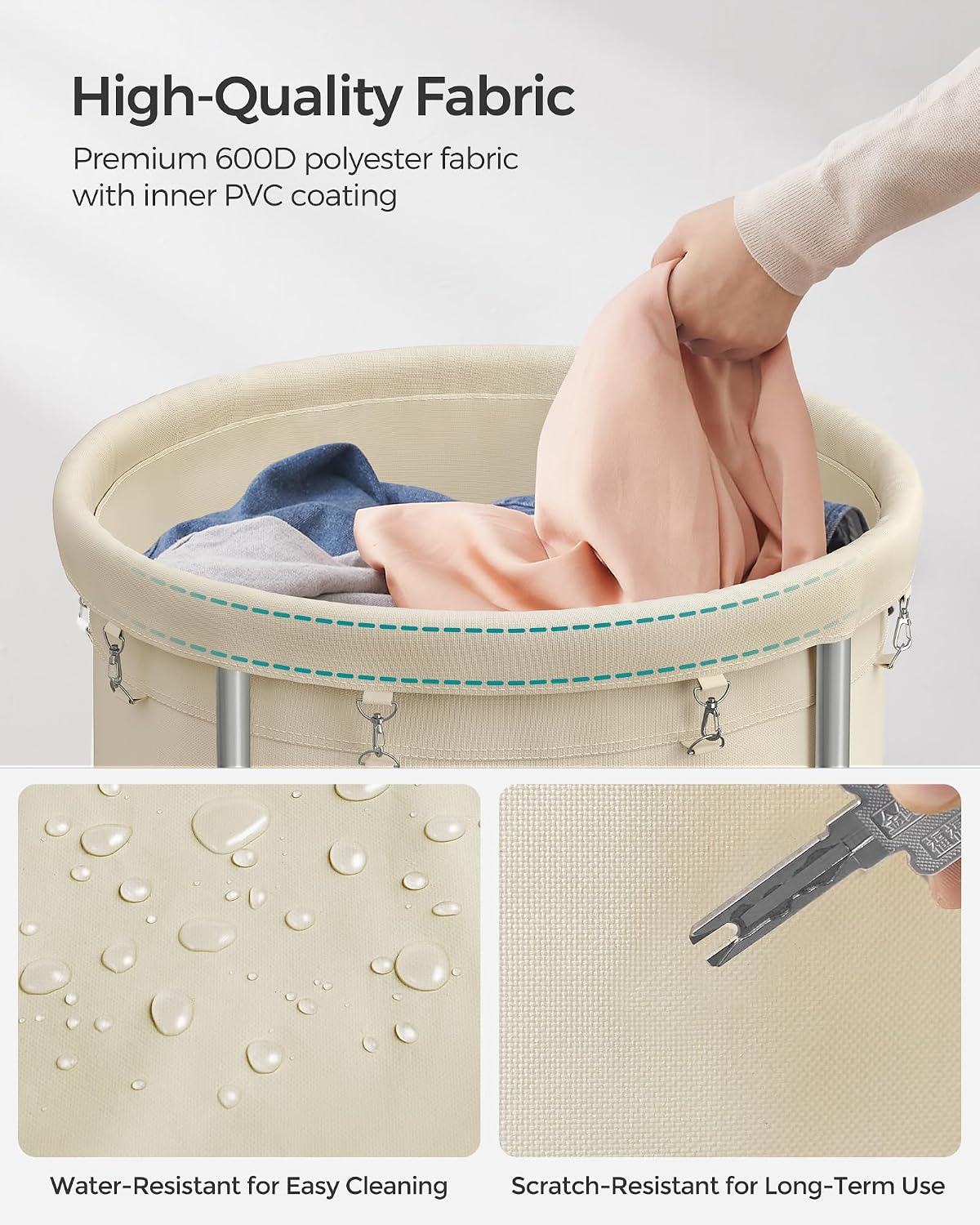 Thumbnail 4 de SONGMICS Rolling Laundry Hamper 190L