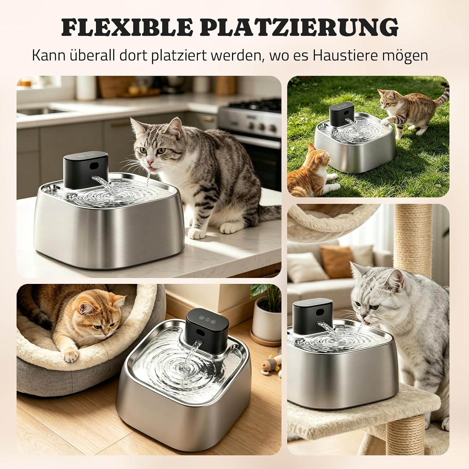 Detalle 2 de ROTTOGOON Katzenbrunnen Kabellos 3,2L – batteriebetrieben, leiser Trinkbrunnen ohne Kabel