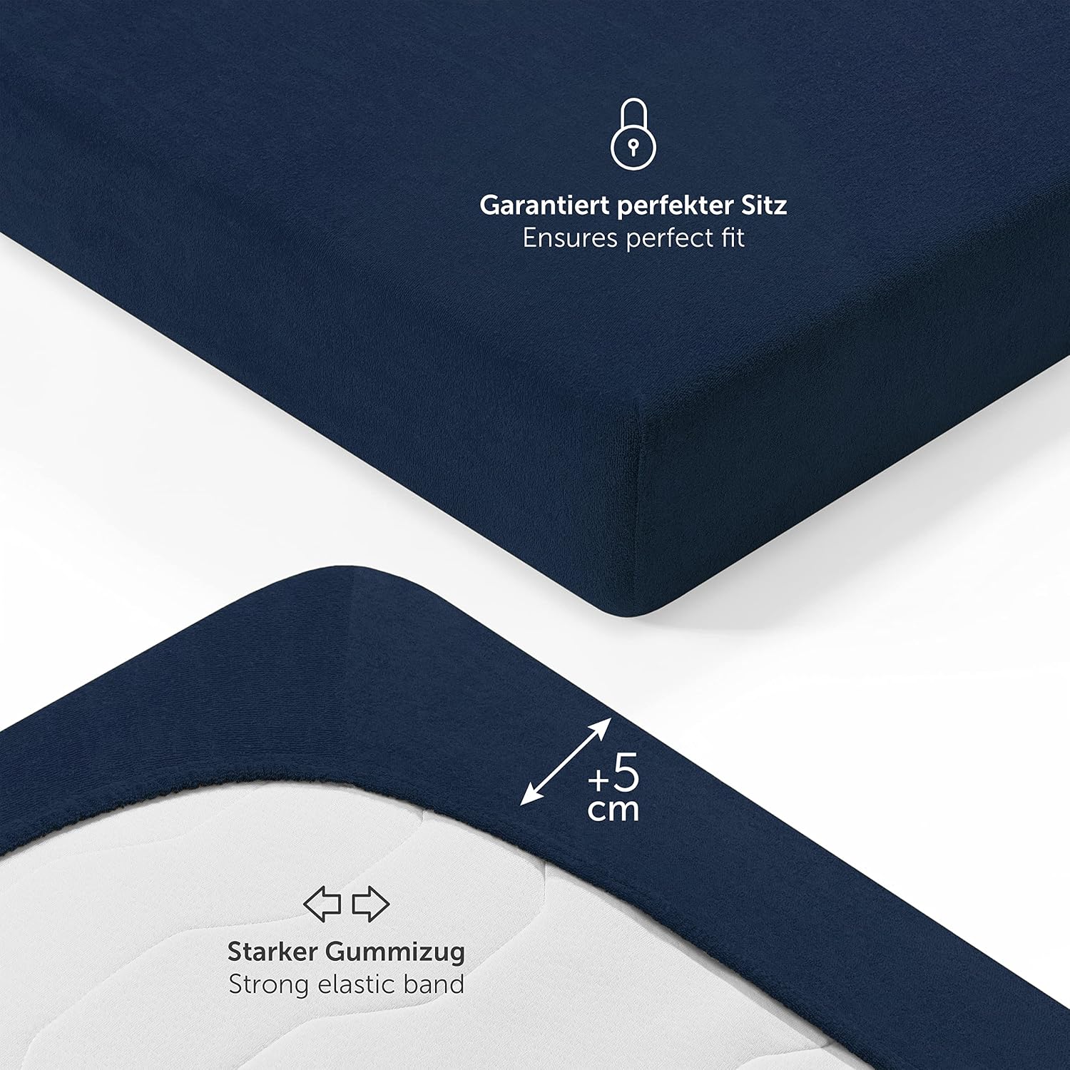 Detalle de Laleni Terry Fitted Sheet 40x90cm for Cribs, Dark Ocean Blue