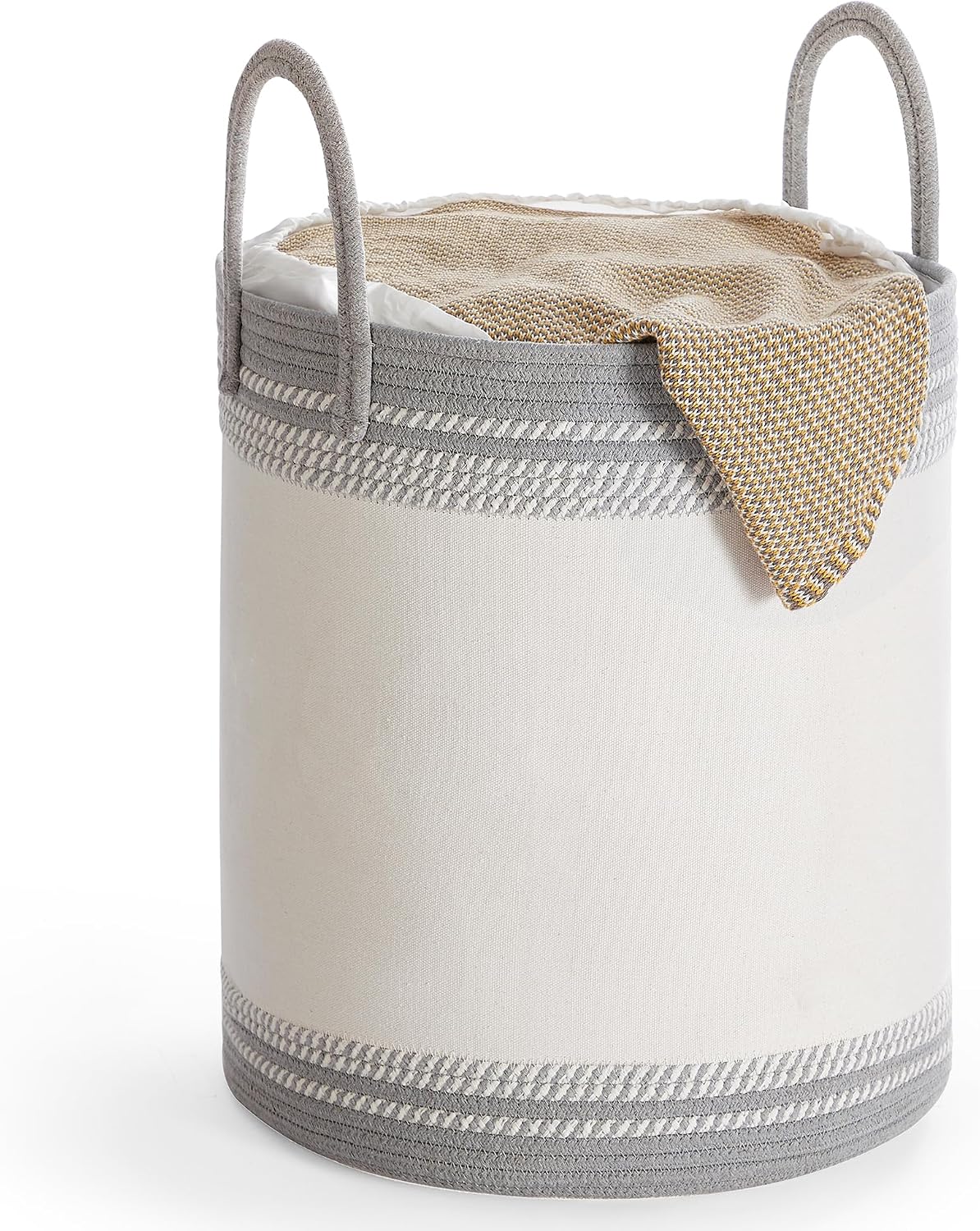 Detalle de SONGMICS Stowit RLH060G01 Laundry Basket, 60 L, Dove Grey and Cloud White