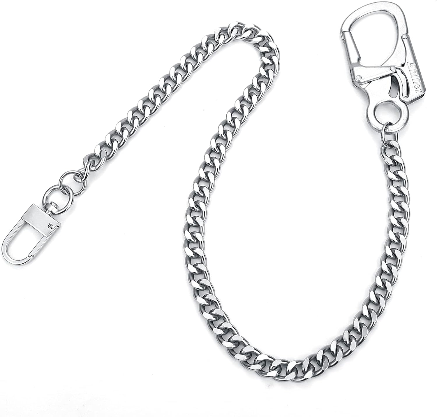 Thumbnail 6 de Ahiller Chaîne de Portefeuille pour Homme – mousqueton renforcé et chaîne en acier inoxydable, Gris acier QK-1P