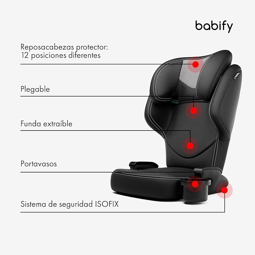 Detalle 2 de Babify Silla Coche Isofix 15–36 kg, reposacabezas 12 pos.