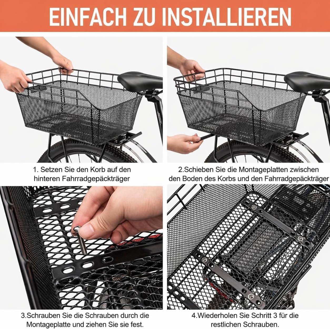 Detalle 1 de CXWXC CX-HT-193-EU Fahrradkorb hinten