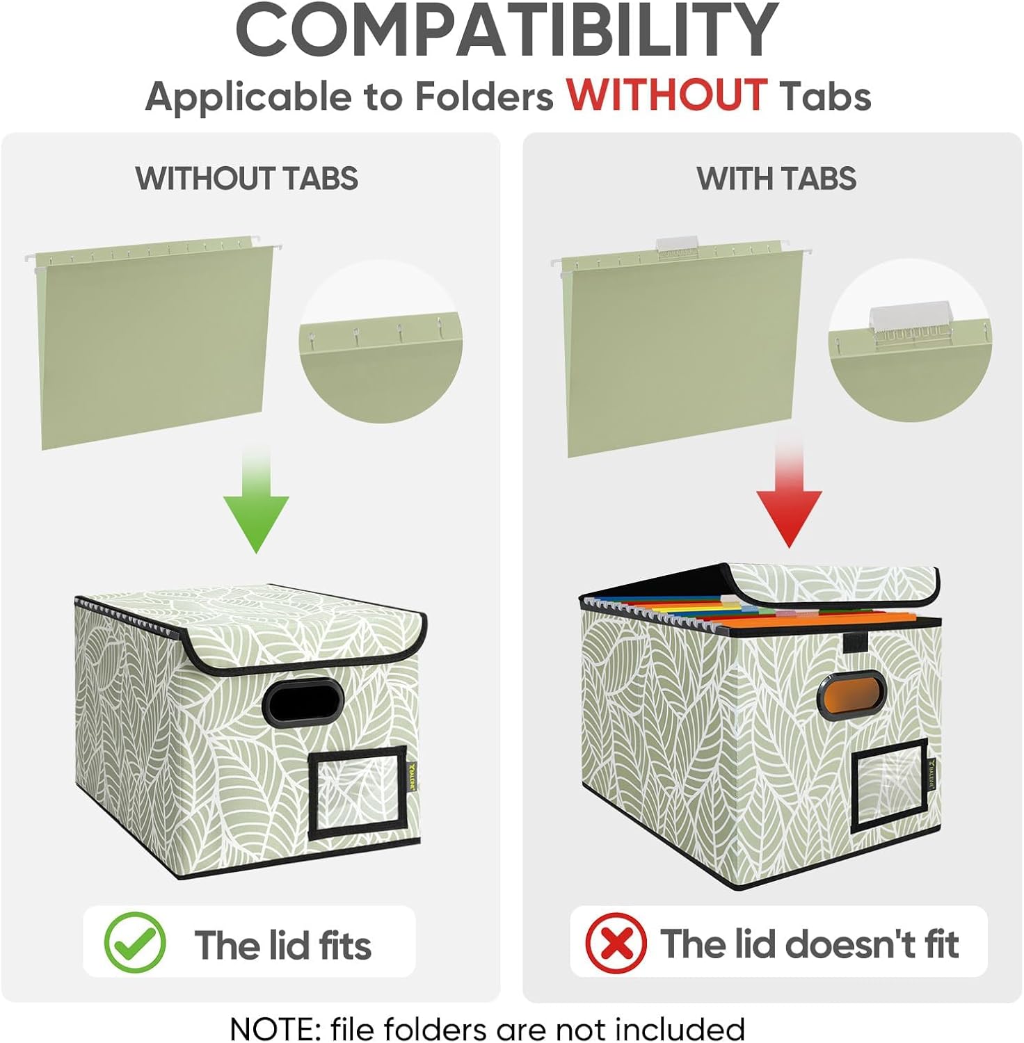 Detalle de BALEINE Baleine-1122 Collapsible File Organizer Box with Lid and PVC Rails