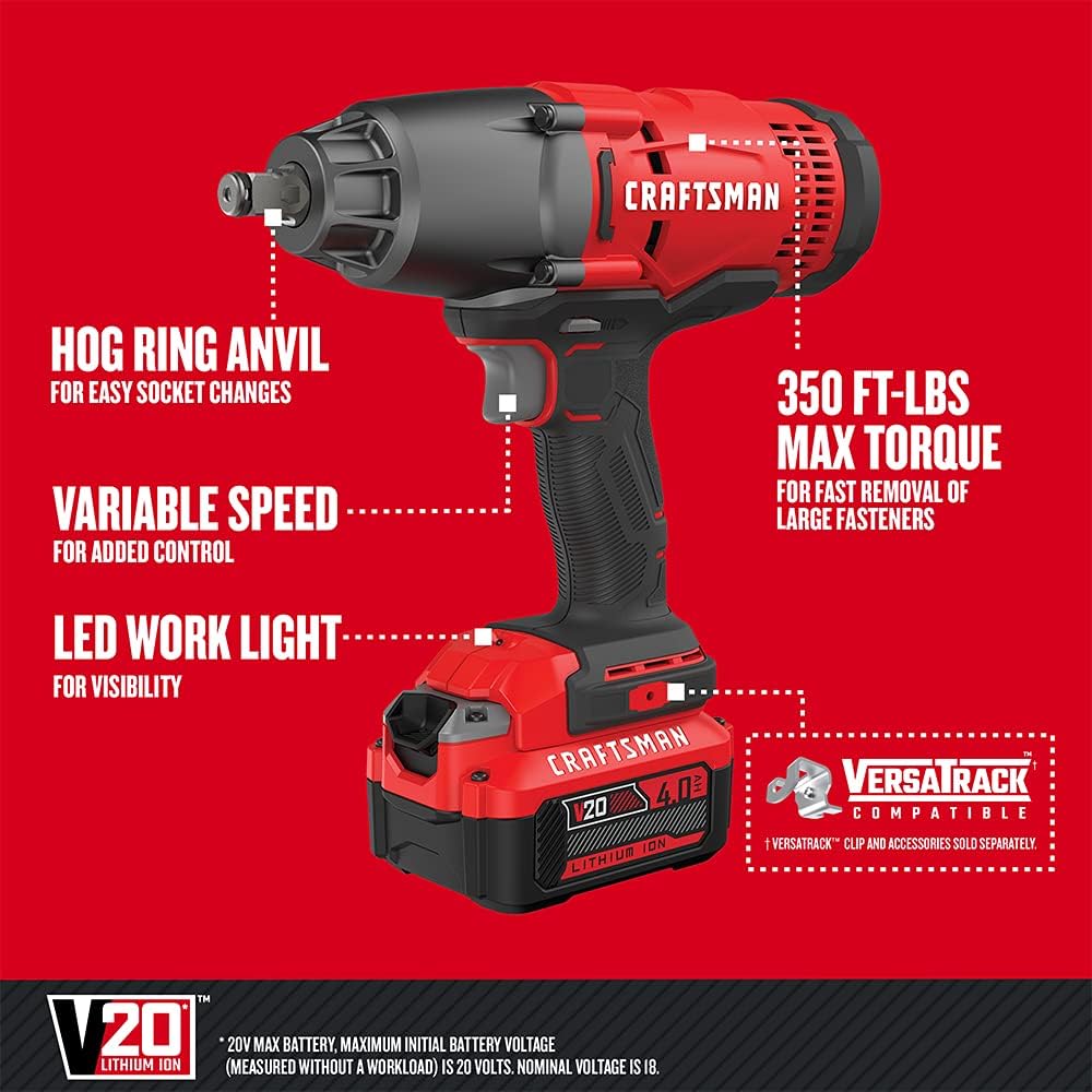 Detalle 2 de CRAFTSMAN CMCF900M1 1/2" Cordless Impact Wrench with 4Ah Battery