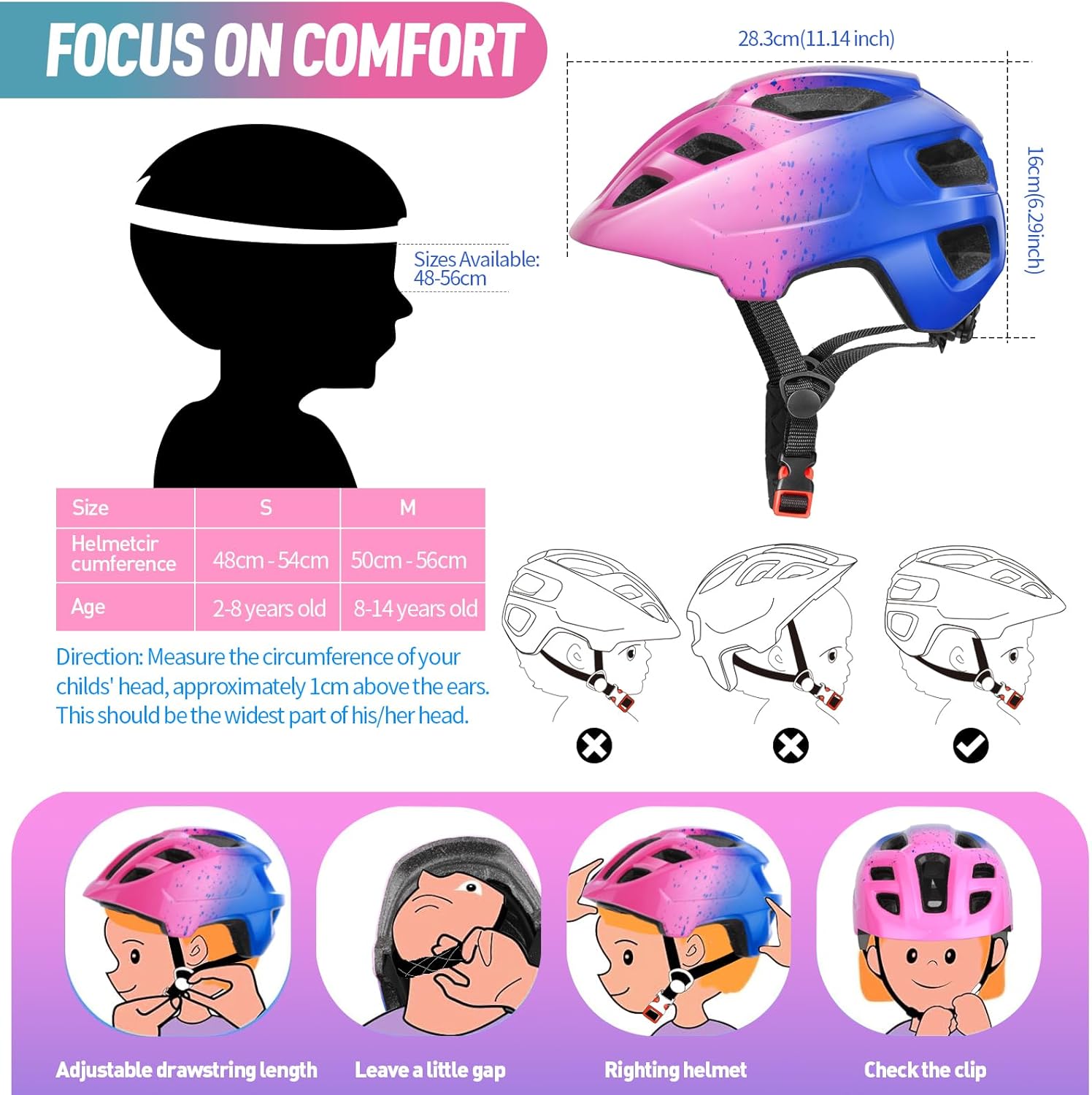 Thumbnail 6 de RaMokey Kids Bike Helmet for Boys & Girls (50-56cm) – Protective Cycling Helmet with Visor