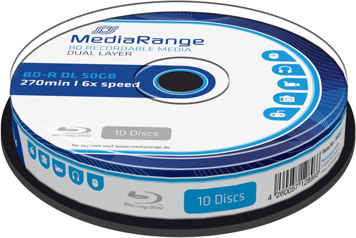Detalle 2 de MediaRange BD-R Dual Layer 50 GB, płyty Blu-ray 6x do zadruku, 25 szt.