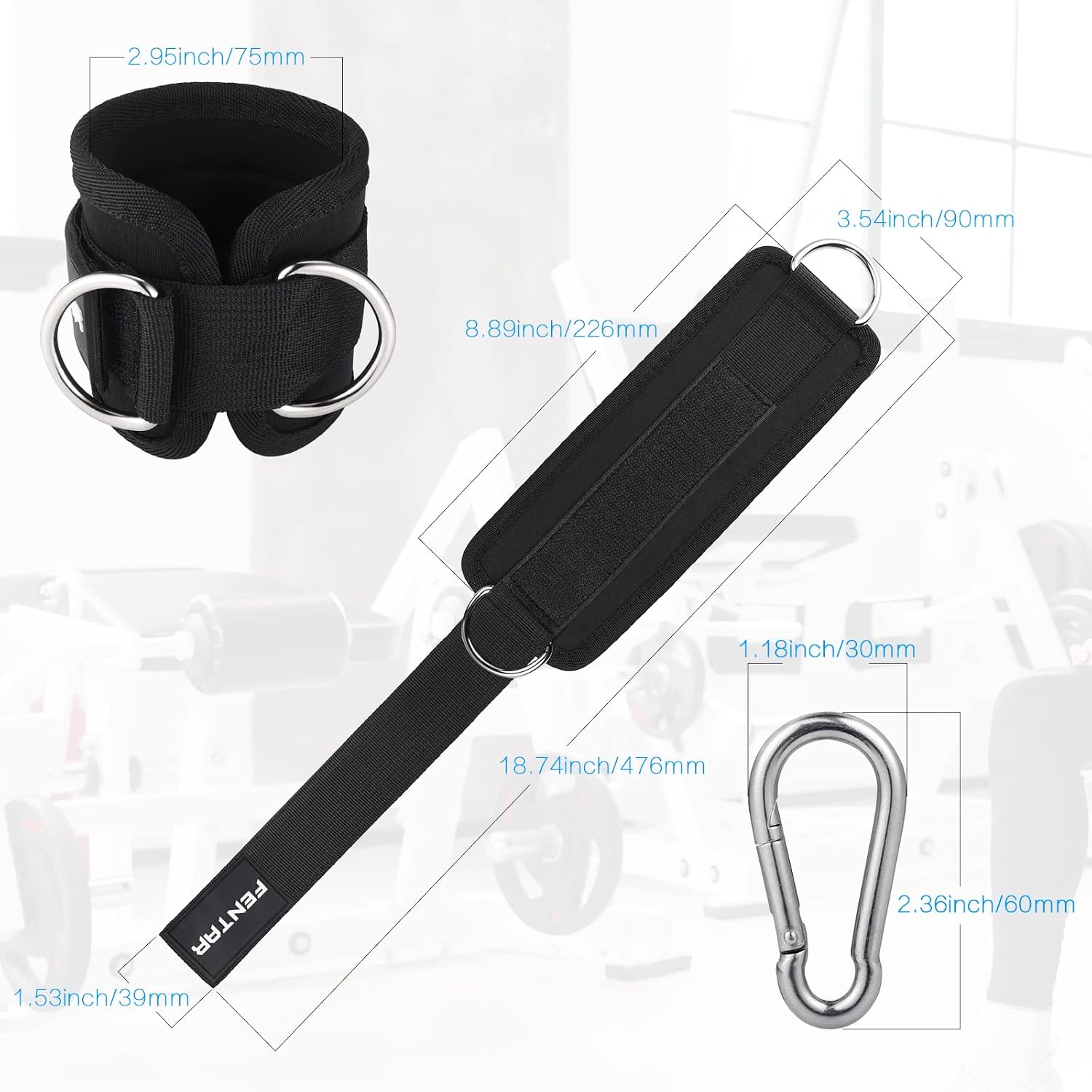Thumbnail 1 de Fentar cable machine ankle straps 2 pack
