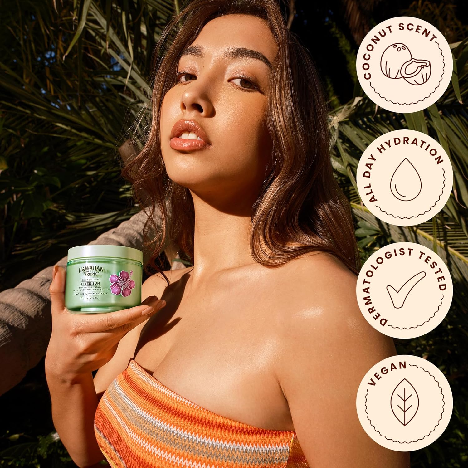 Detalle de Hawaiian Tropic After Sun Body Butter with Coconut Oil (8oz) — intensively hydrating after sun lotion