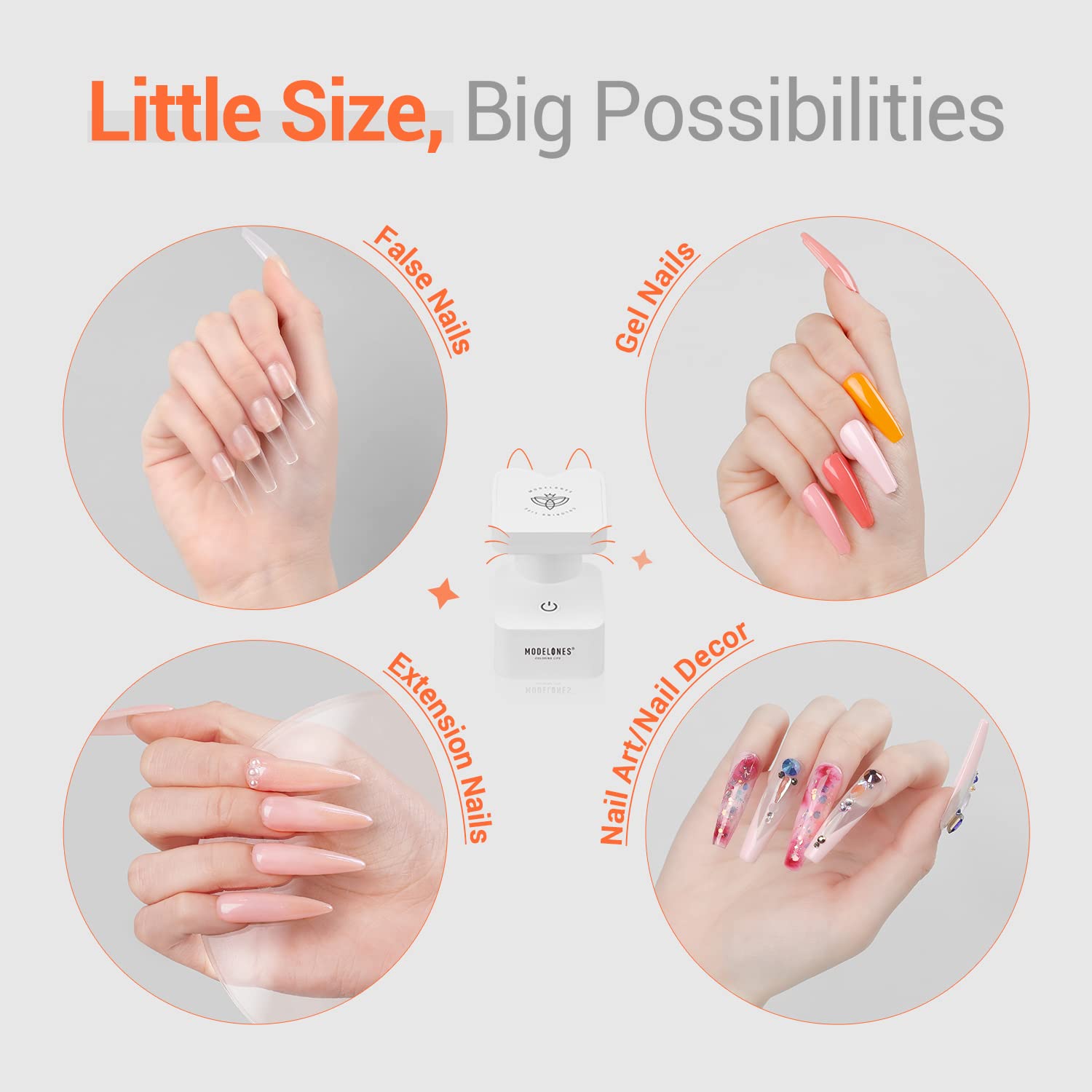 Detalle de modelones Mini UV Light for Gel Nails (2 Timer Modes, USB Portable LED Lamp)