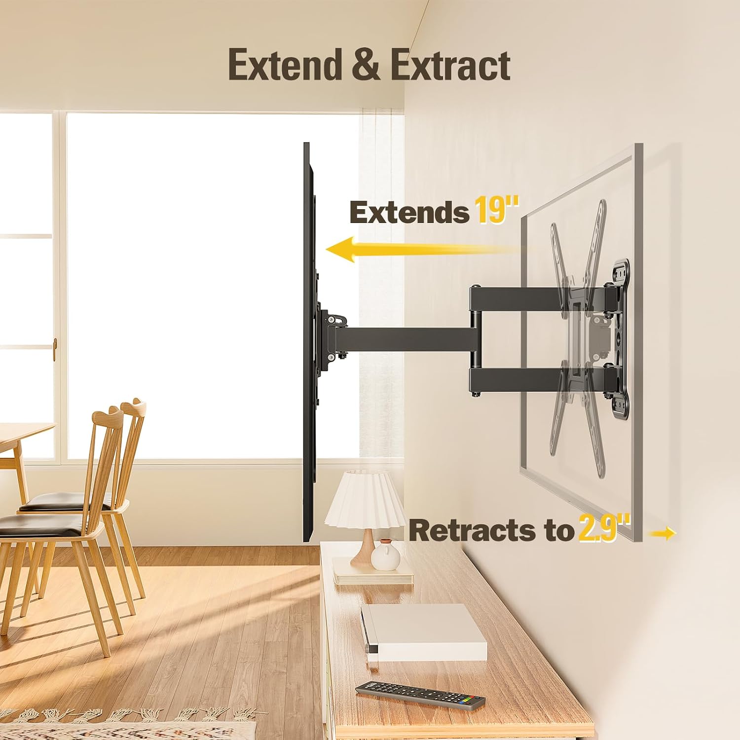 Detalle de Mounting Dream MD2393-MX TV Wall Mount Bracket for 26-55 Inch TVs (Up to 60 lbs) with Full Motion Articulating Arm