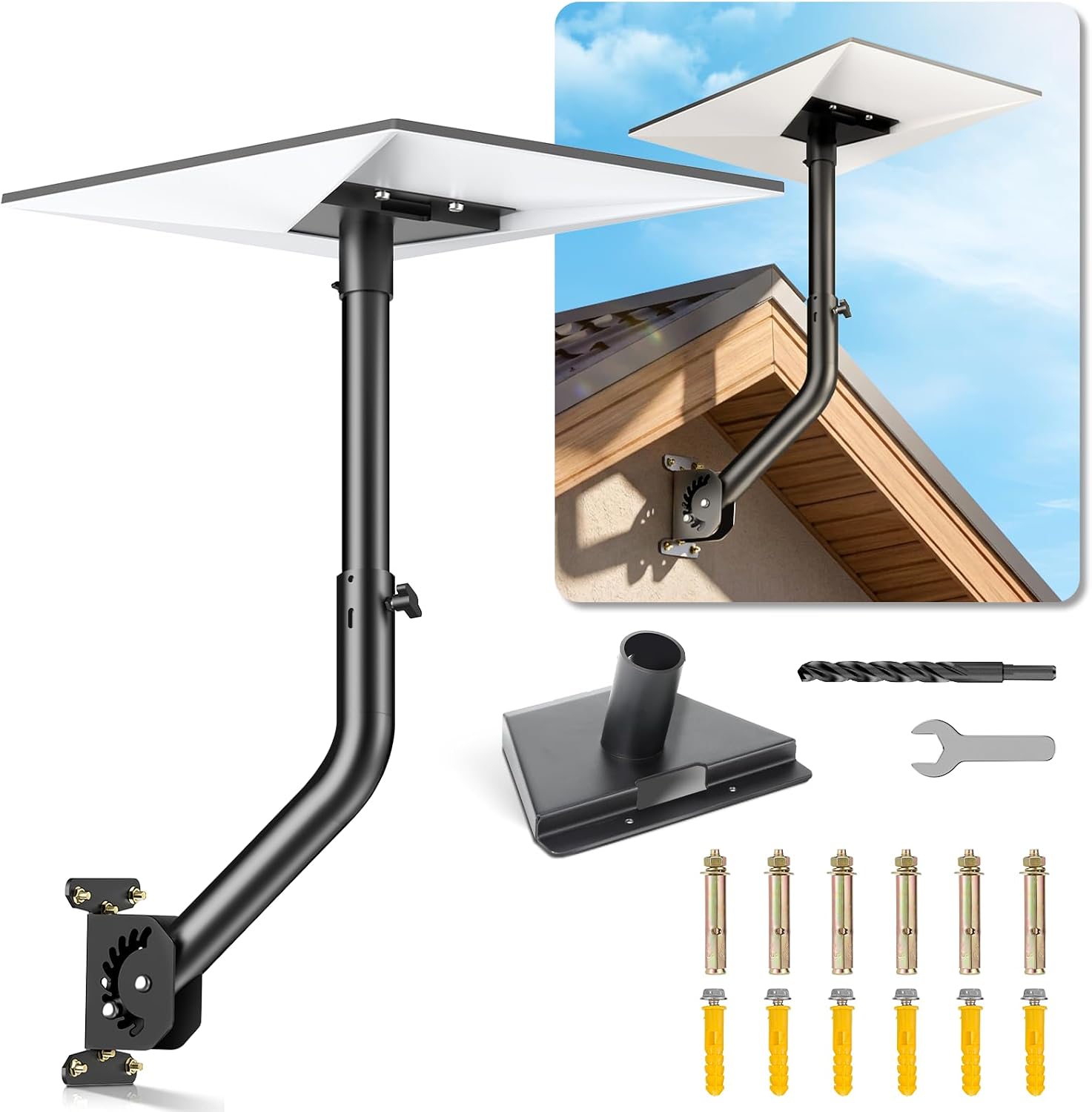 Detalle de Starlink Mount with Extension-Adjust Angle Without Disassembly | Gen 3 Roof/Wall Mount (Black)