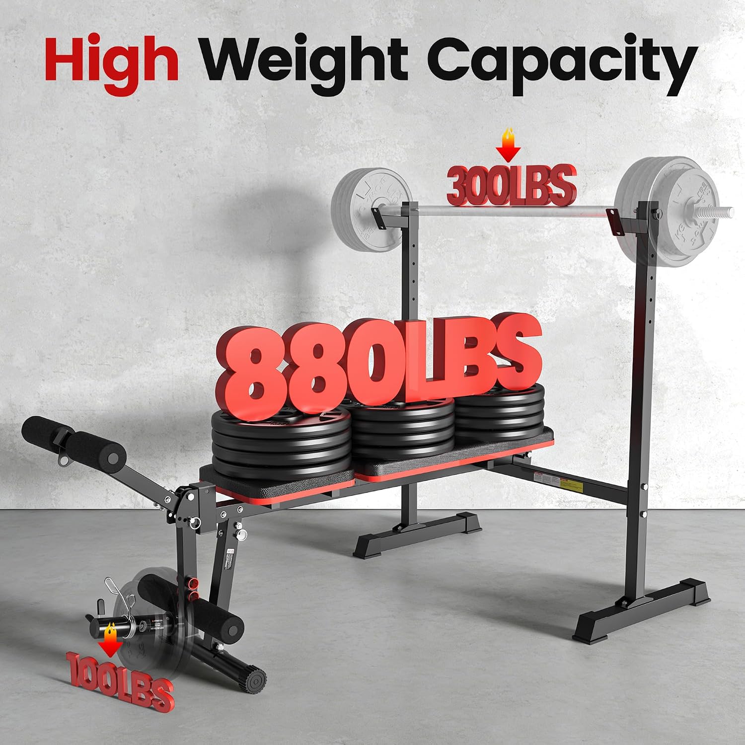 Detalle de Yagud 1 Adjustable Weight Bench Set with Leg Developer and Barbell Rack
