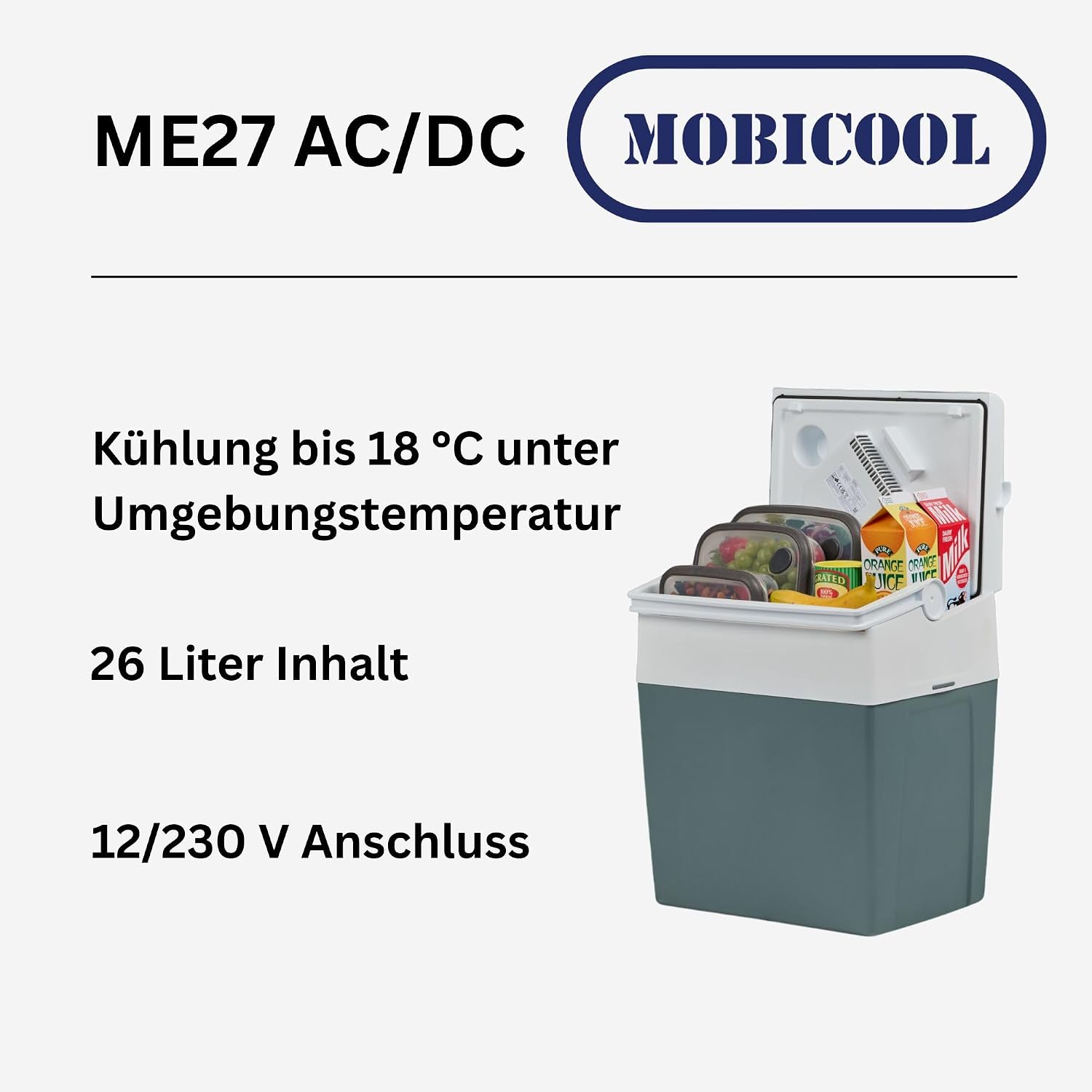 Thumbnail 2 de Mobicool ME27: 26 L Tragbare Kühlbox für Auto, Wohnmobil und Outdoor – 12V/230V Blau