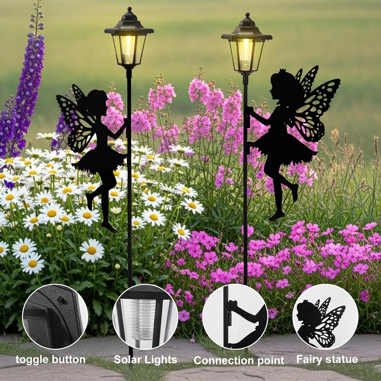 Thumbnail 1 de ZKLiLi 2pcs Fairy Solar Garden Light – Warm, Weatherproof Outdoor Lanterns
