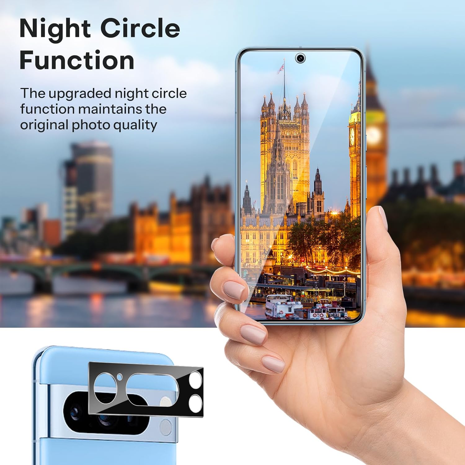 Detalle de OMOTON 3+3 Pack for Pixel 8 Pro Screen Protector, 9H Tempered Glass
