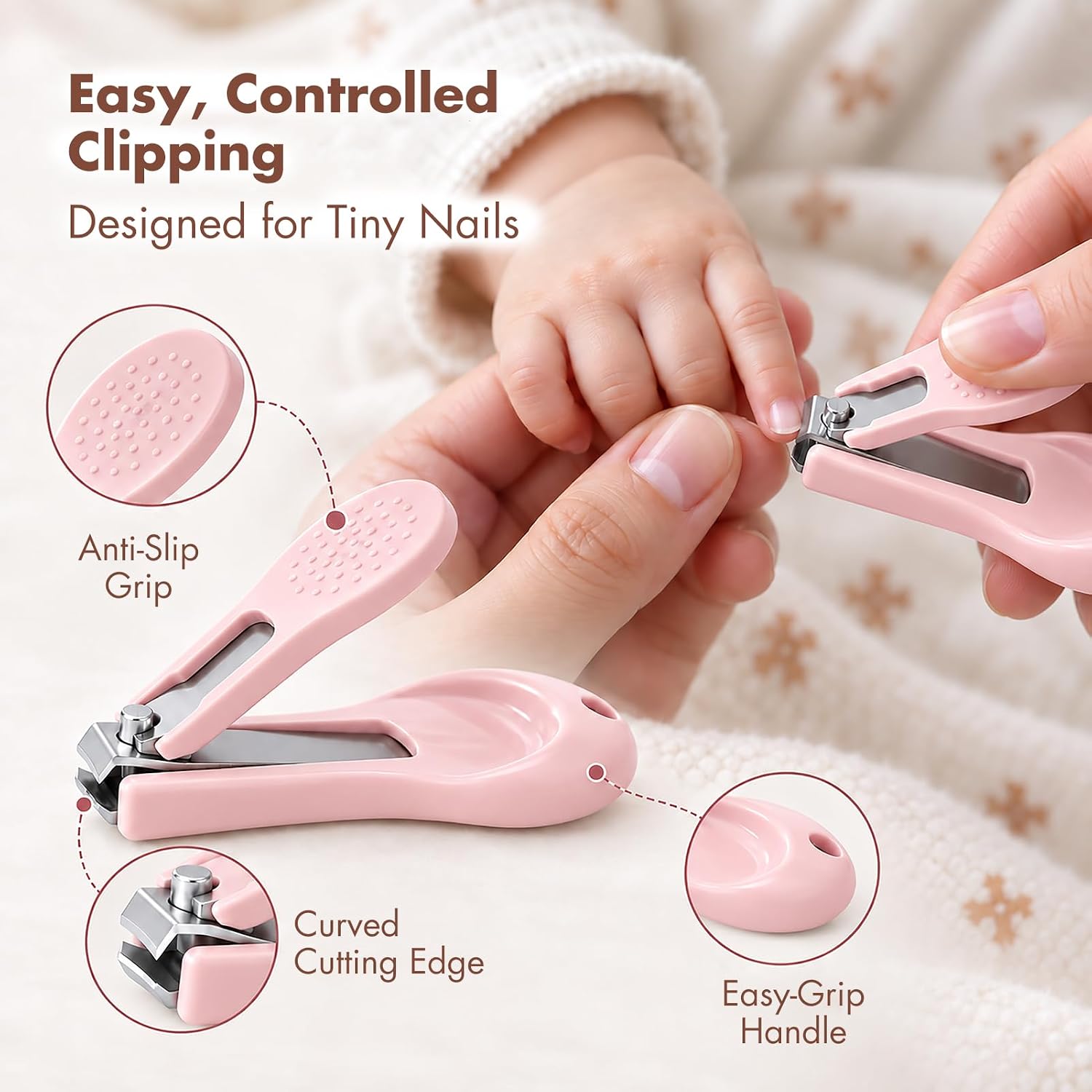 Detalle de YIVEKO YI-19-3-3 Baby Nail Kit with Four Grooming Tools and Green Owl Case