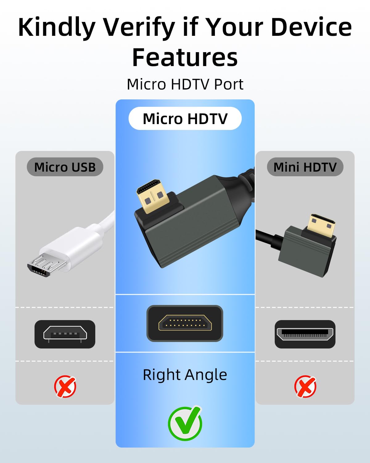 Detalle de RIIEYOCA 8K HDTV 2.1 Right-Angled Micro HDTV Male to Female Adapter Cable (15cm)