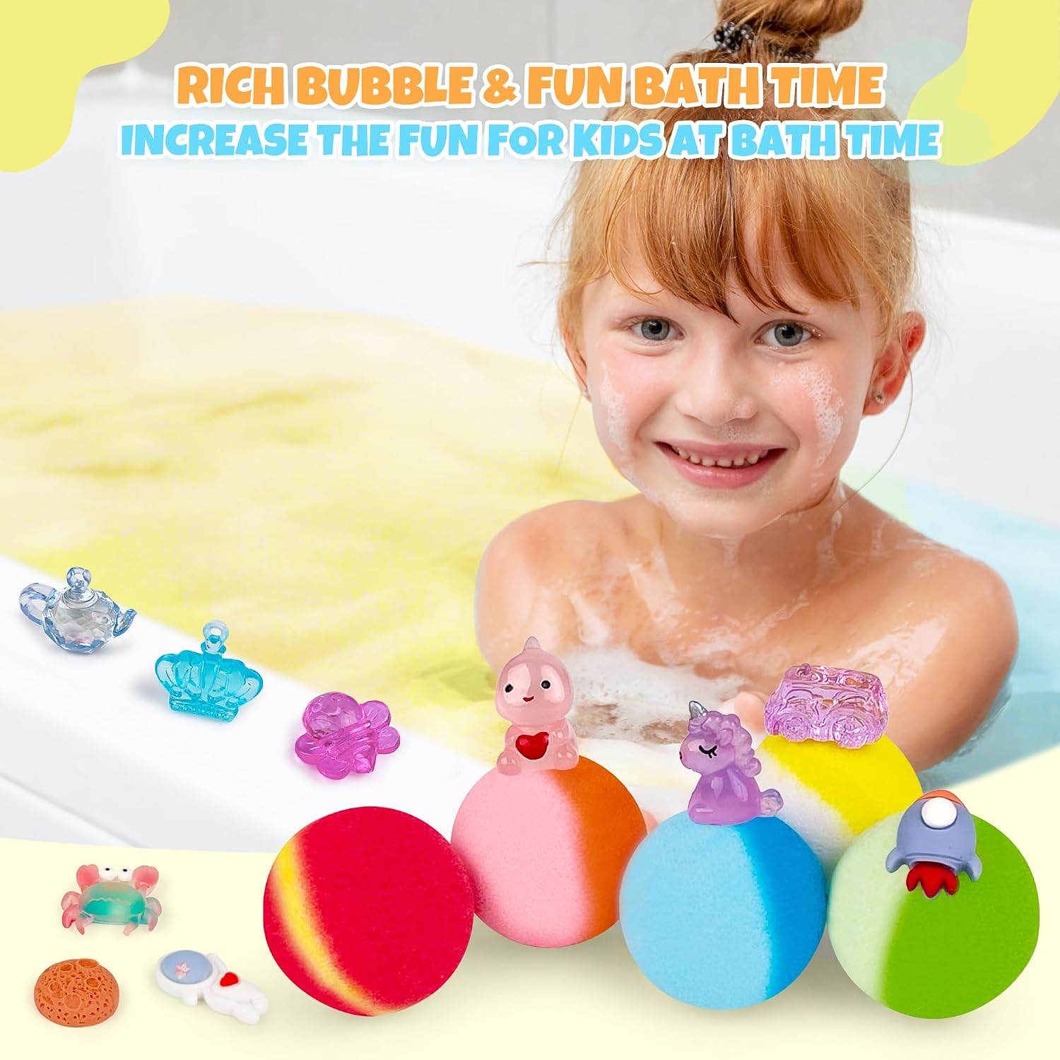 Thumbnail 3 de 48pcs Kids Bath Bomb Gift Set with Toy Inside – Safe Organic Colorful Bubble Bath