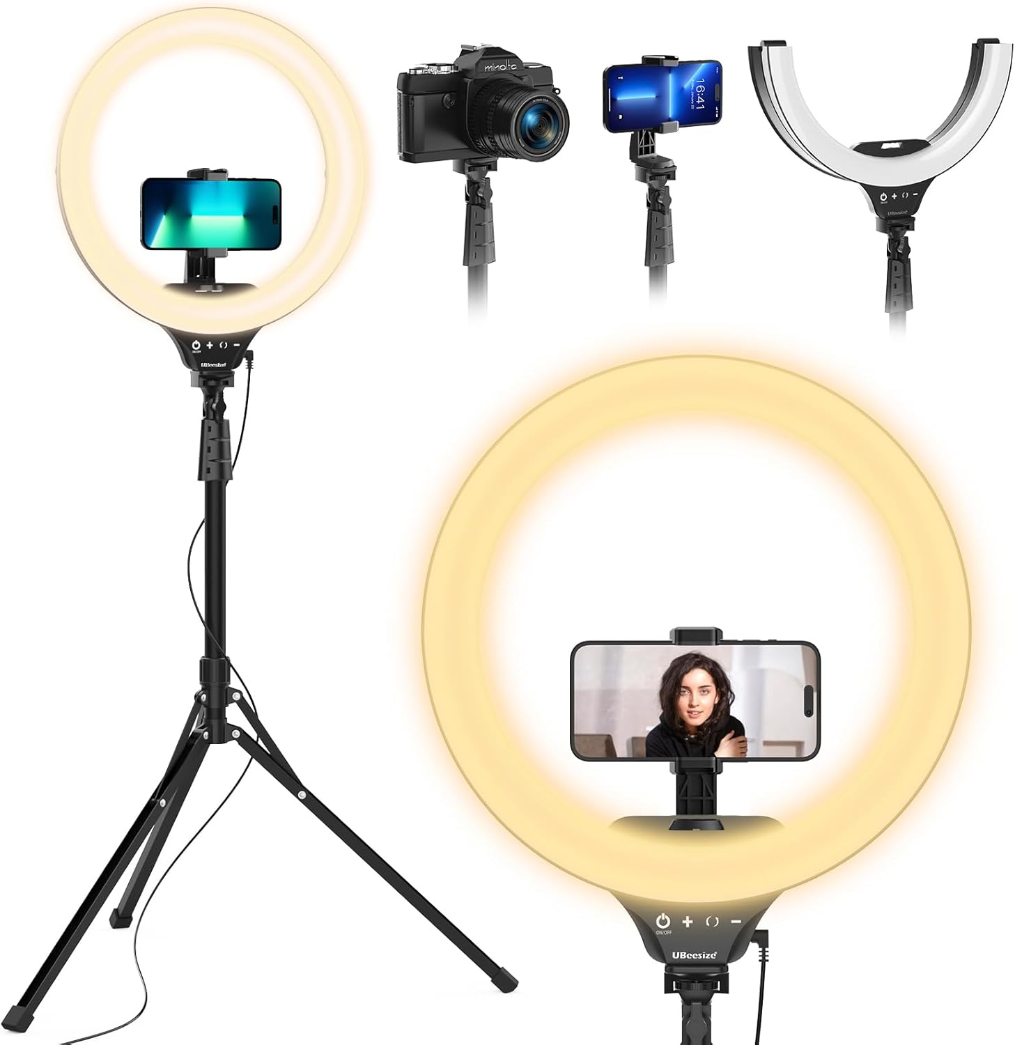 UBeesize 14" Foldable Ring Light with 62" Tripod