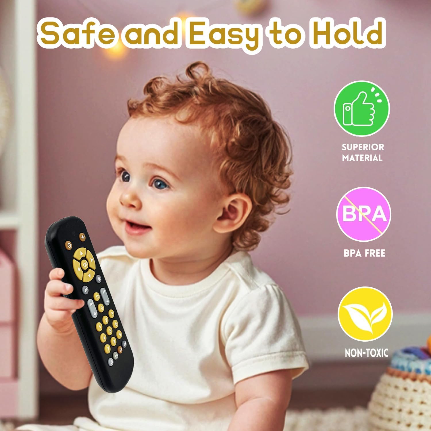 Thumbnail 3 de Realistic Baby Infant Silicone TV Remote Toy with Music and Light (Black)