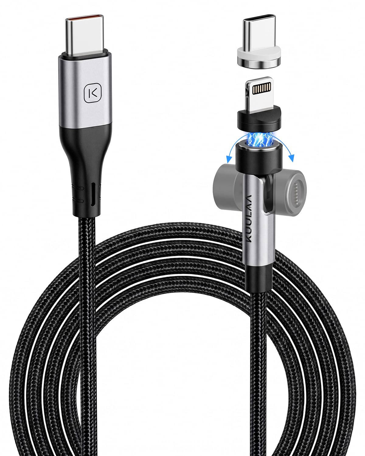 Thumbnail 6 de Kuulaa 2-in-1 Magnetladekabel USB-C mit 240W PD 3.1 – Magnetstecker, kompatibel mit iPhone-Serie, MacBook, iPad und mehr