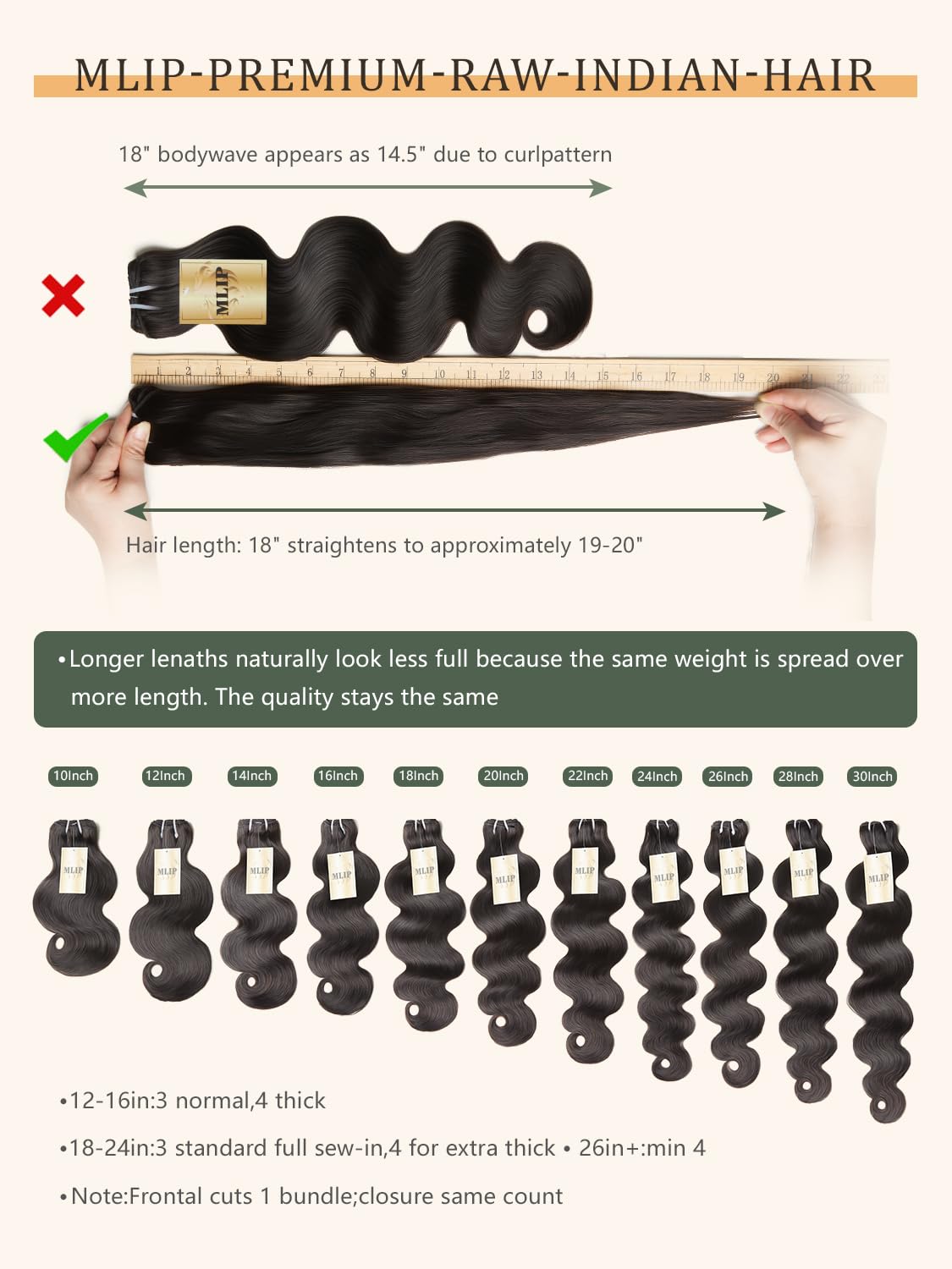 Detalle 2 de MLIP Raw Bundles 18in Body Wave 💇♀