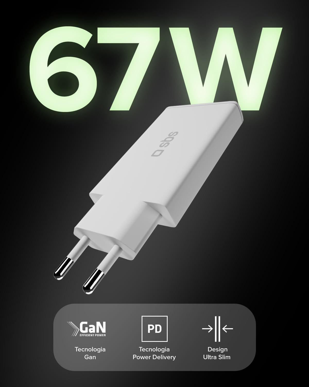 Detalle 2 de SBS Alimentatore GaN 67W USB-C Slim