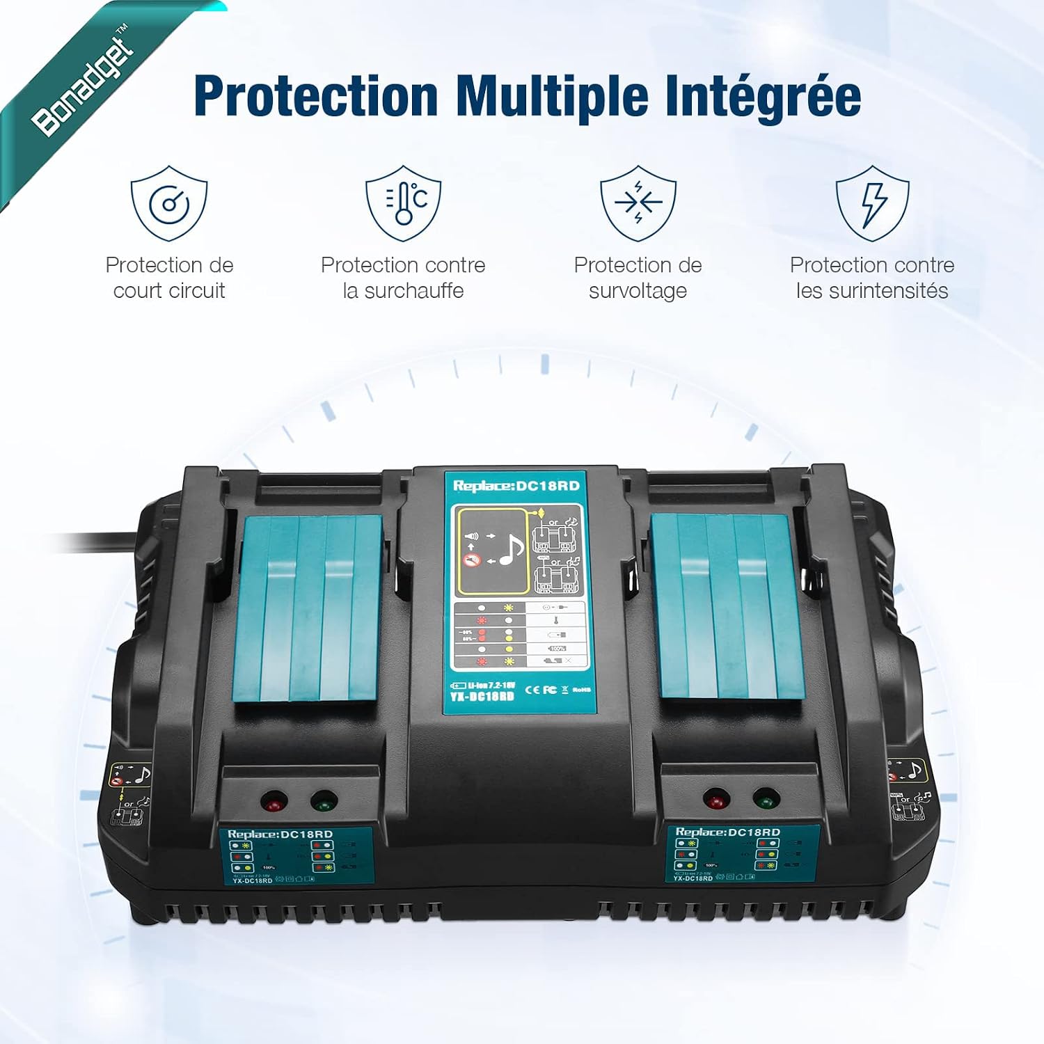 Detalle de Bonadget 18V 5,0Ah accu's met DC18RD 6A-duallader