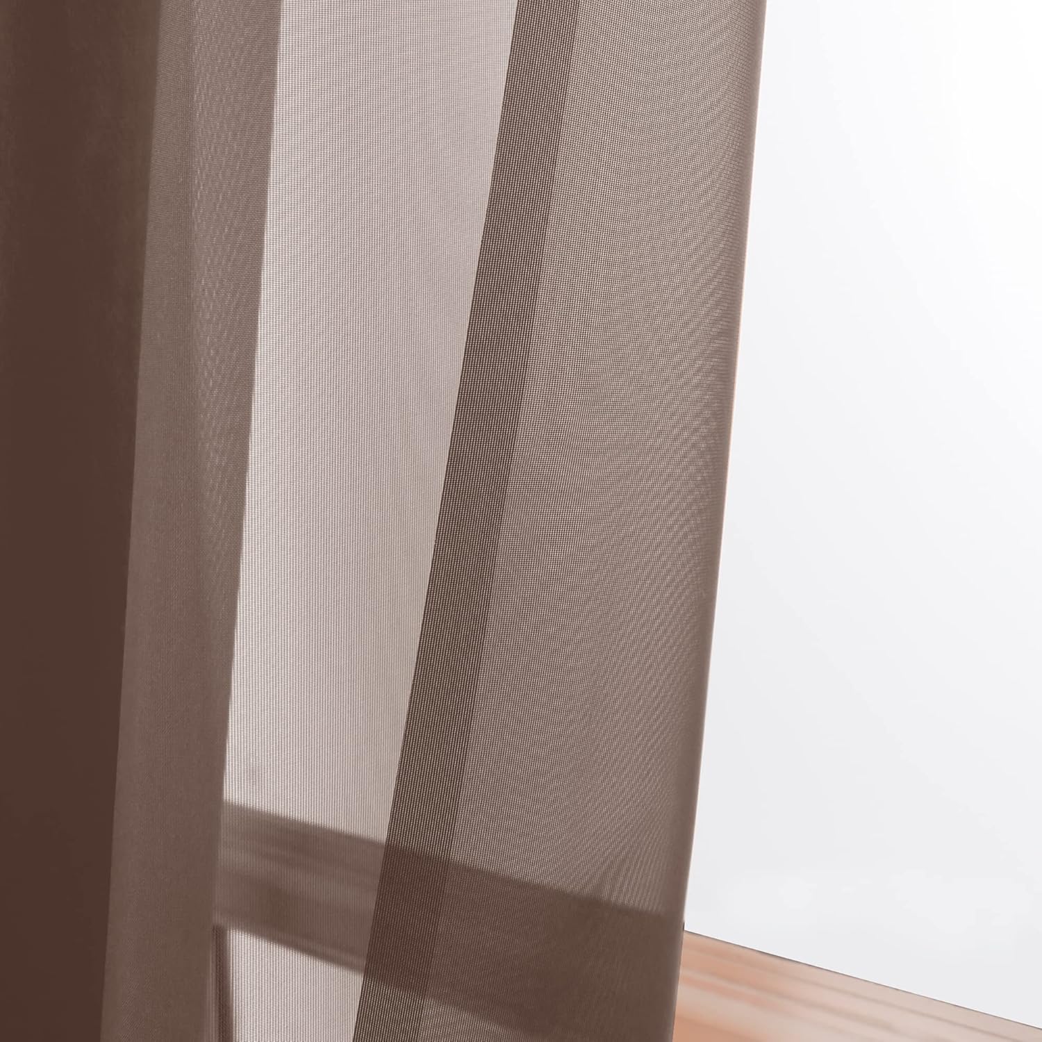 Detalle 2 de OWENIE Sheer Chocolate Curtains 84" length 🪟