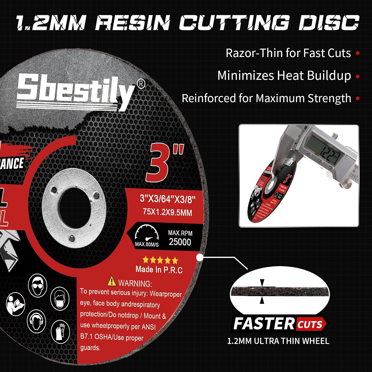 Detalle 2 de Sbestily metal cut-off wheels, 3-inch