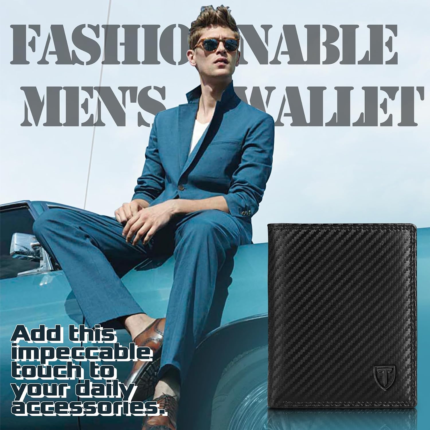 Detalle de TEEHON Classico Portafoglio Uomo in Vera Pelle con Blocco RFID/NFC – 13 Porta Carte, Portamonete con Scatola Regalo