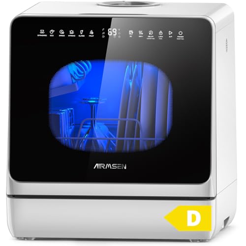 AIRMSEN NEW Upgraded Table Top Dishwasher (TDQR09) – 8+3 Wash Programs, 5L Tank