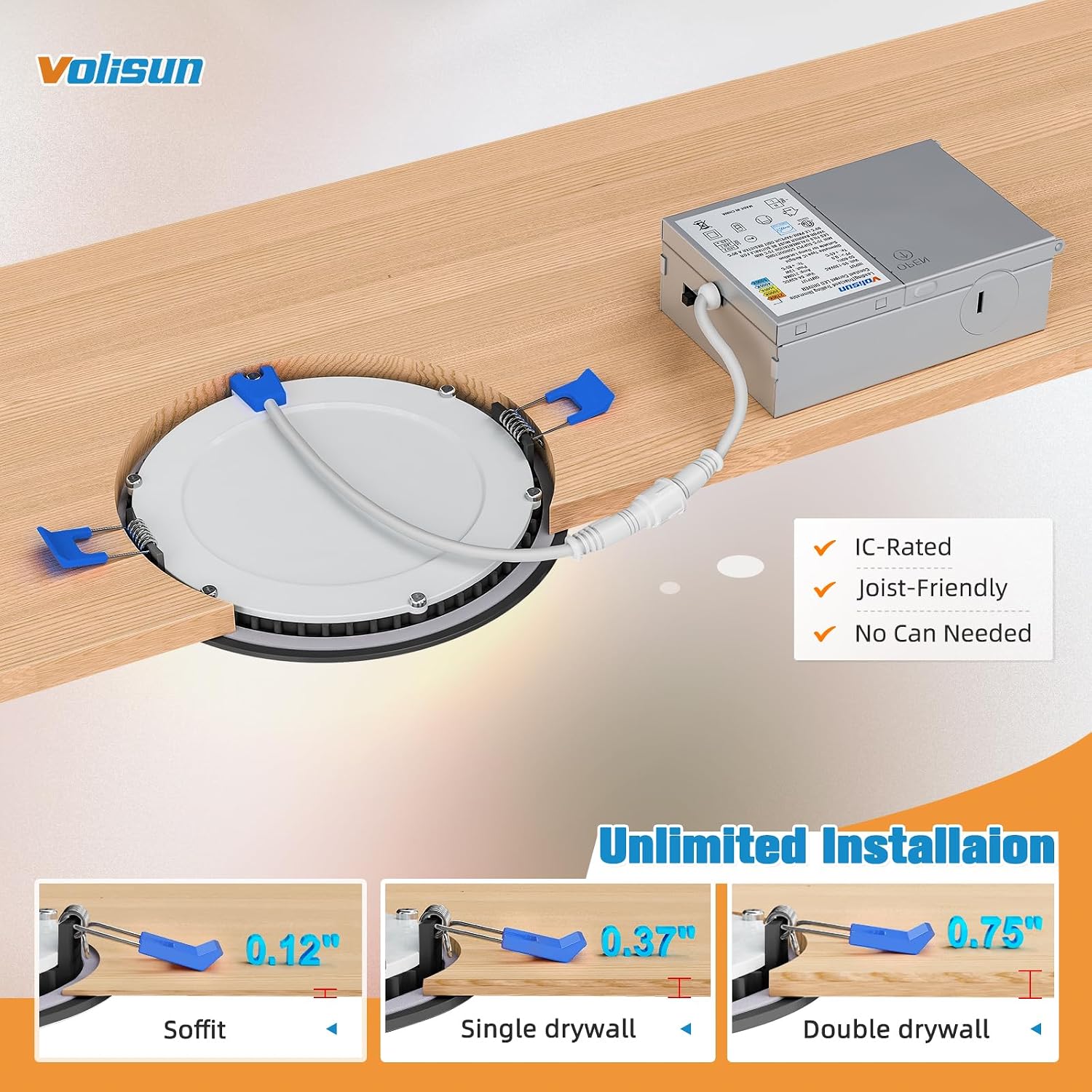 Thumbnail 6 de VOLISUN 22101ZM-B-4IN6PK 4-Inch Black LED Recessed Lights, 5 CCT, 810 lm