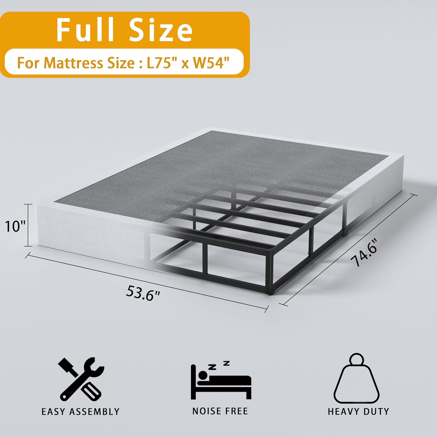 Thumbnail 1 de SHLAND Box Spring Full 10-Inch: Heavy-Duty Metal Foundation with Fabric Cover