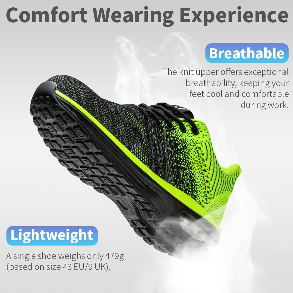 Detalle de Nasogetch Safety Trainers with Steel Toe Cap – lightweight, breathable work shoes