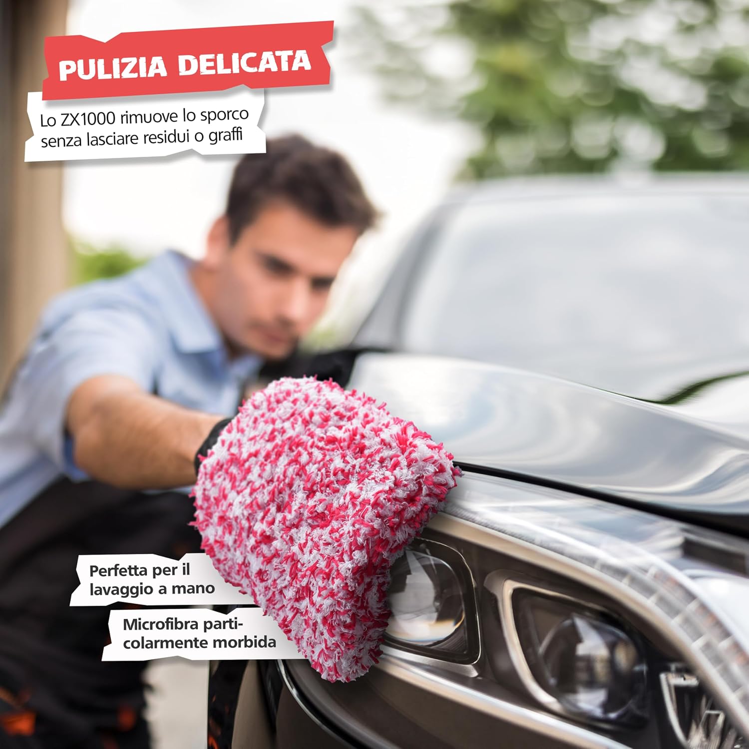 Detalle de SPRINGER ZX1000: Guanto per autolavaggio in microfibra anti-graffio, molto assorbente e versatile