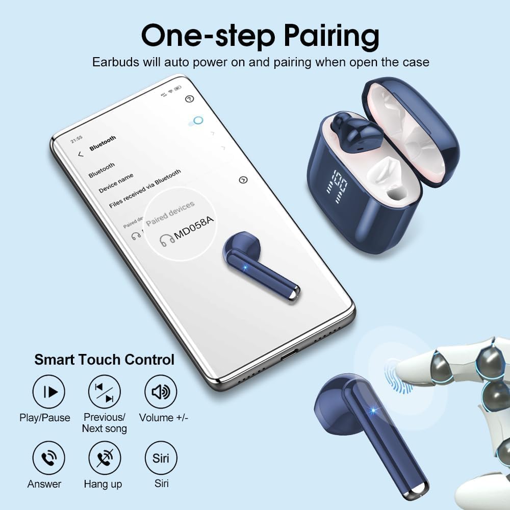 Detalle de OYIB Wireless Earbuds (2026) – Bluetooth 5.3, IP7, LED Display