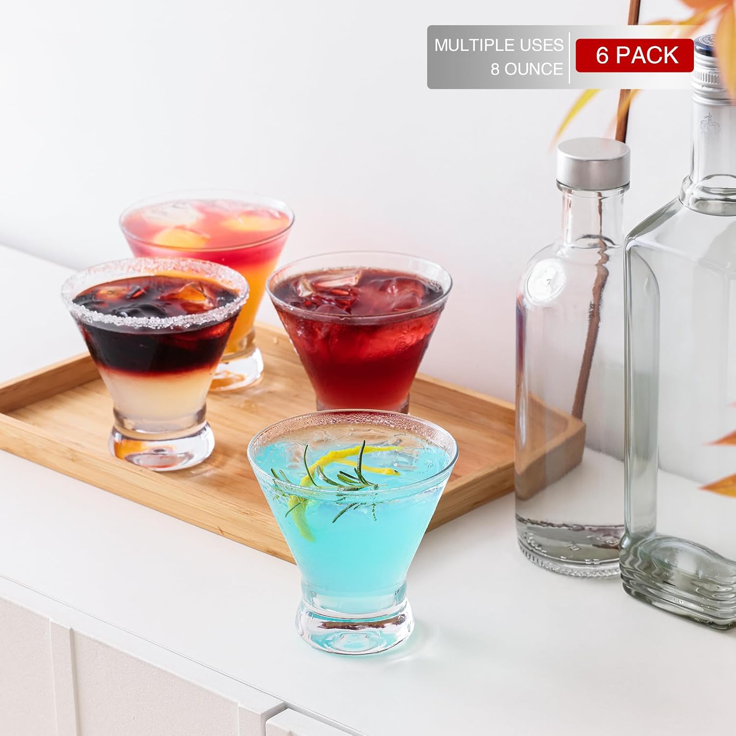 Thumbnail 5 de OUWO 8 oz Stemless Martini Glasses, Set of 6, Lead-Free Crystal