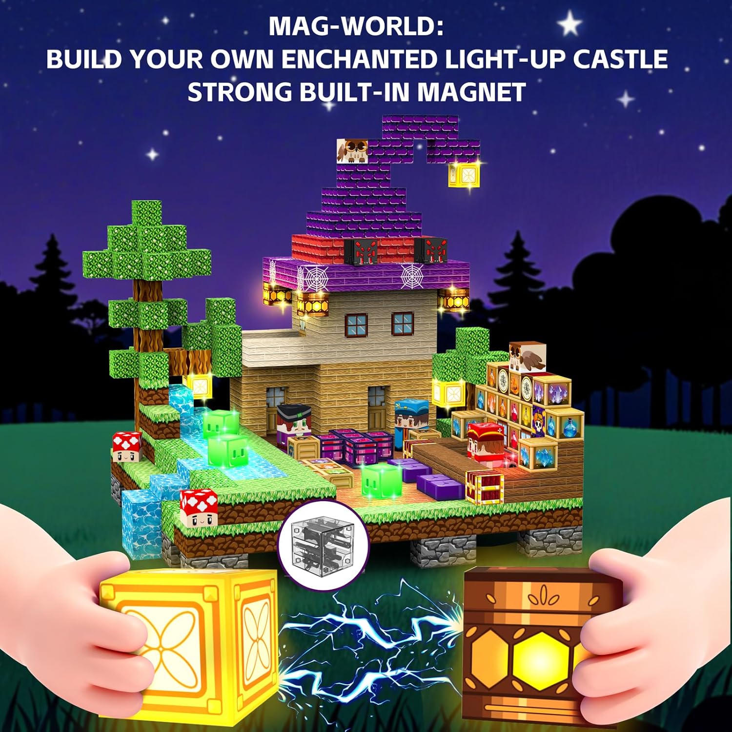 Thumbnail 6 de Gryxpox 200 Pièces Construction Magnétique Rose – Château de Princesse, Jeu Éducatif